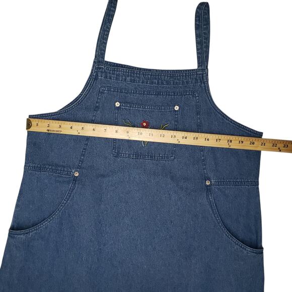 Denim & Co. Vintage Blue Denim Overall Maxi Dress Size L Farmhouse Boho Style - Picture 8 of 13